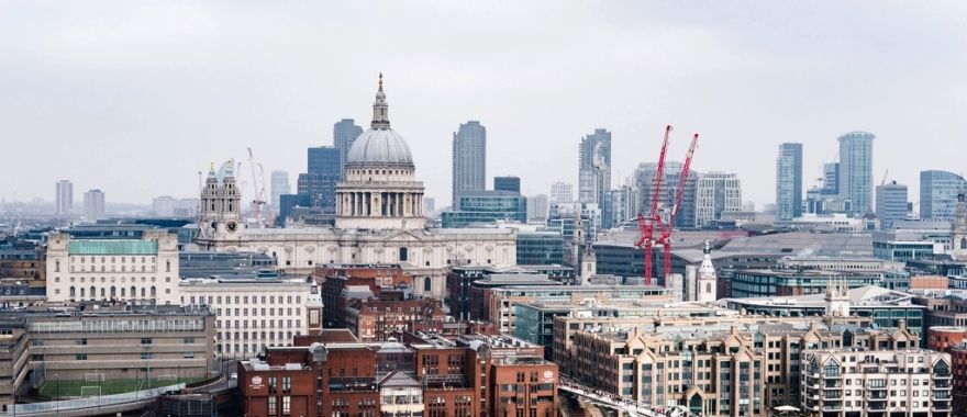 The City of London seen across the Thames, with St Paul’s Cathedral and the Millennium Bridge.